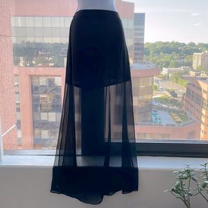 Black Mini Skirt with Sheer Long Overlay Size 6